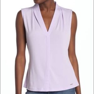 Calvin Klein V Neck Lavender Sleeveless Blouse